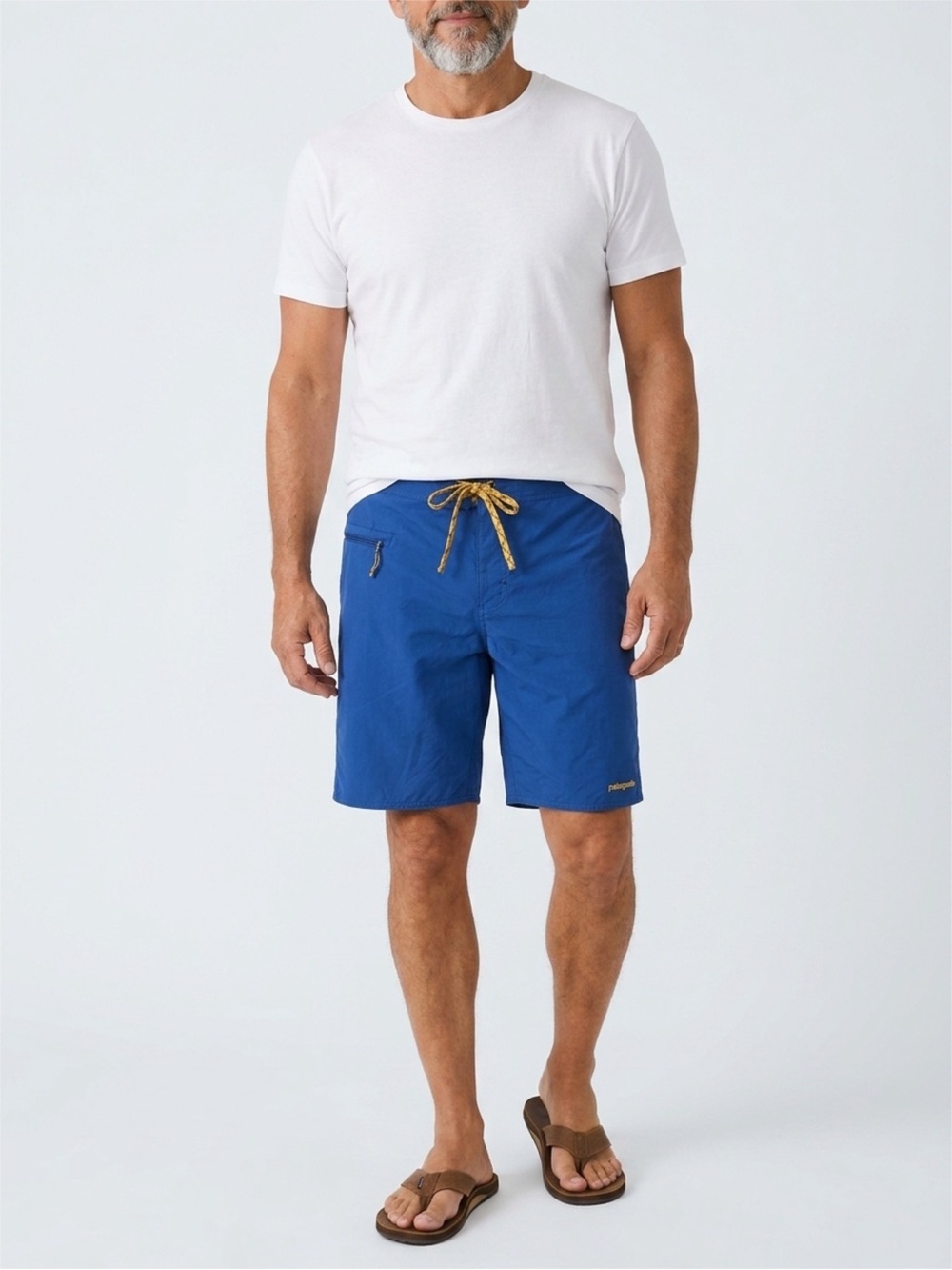 Patagonia Men’s Royal Blue Board Shorts with Gold Drawstring